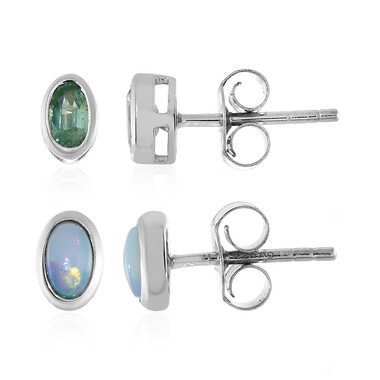Set orecchini in argento con Cianite Menta e Opale di Welo