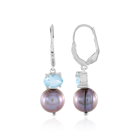 Boucles d'oreilles en argent et Perles de culture d’eau douce noires