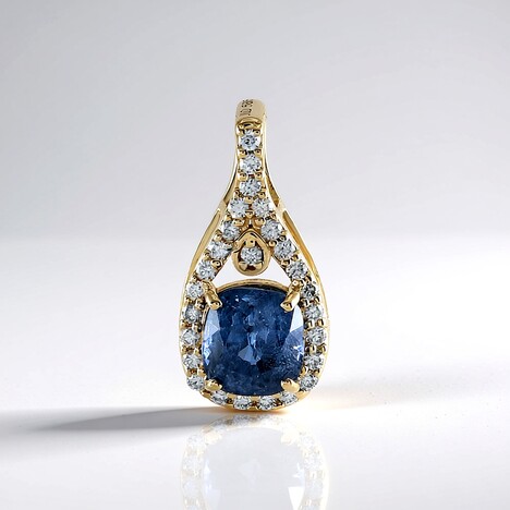 Ciondolo in oro con Spinello Blu Cobalto Luc Yen (AMAYANI)