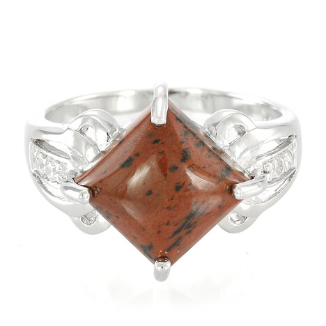 Anello in argento con Ossidiana Mogano