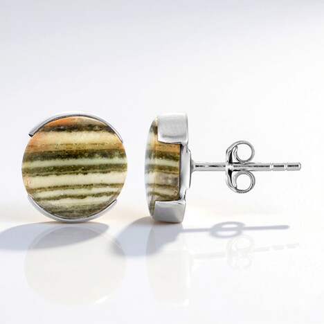 Boucles d'oreilles en argent et Jaspe zébré (Bali Barong)