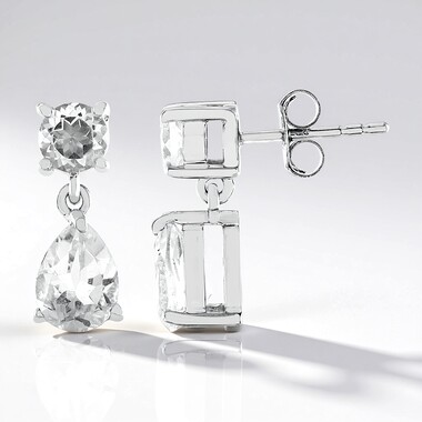 Boucles d'oreilles en argent et Quartz blanc