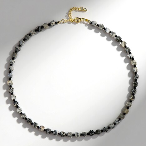 Collier en argent et Jaspe à Bandes Argentées