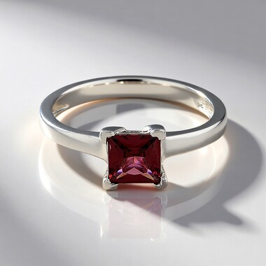 Anillo en plata con Rodolita frambuesa