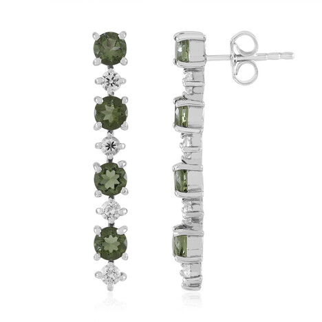 Pendientes en plata con Moldavita