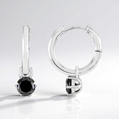 Orecchini in argento con Diamante Nero