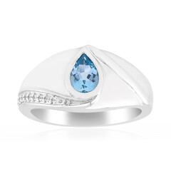 Zilveren ring met een Santa Maria-aquamarijn