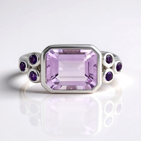 Bague en argent et Améthyste Rose de France