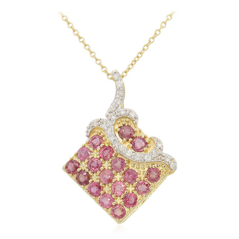 Nicht erhitzter Padparadscha-Saphir-Goldhalskette (AMAYANI)