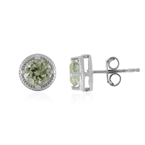 Green Amethyst Silver Earrings