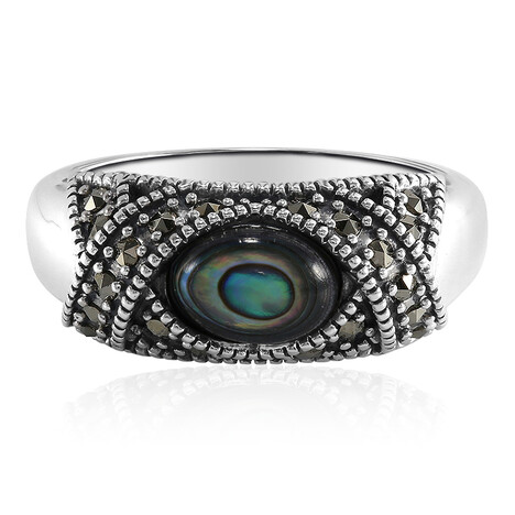Zilveren ring met een Abalone schelp