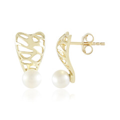 Weiße Süßwasserzuchtperlen-Goldohrringe (Ornaments by de Melo)