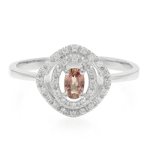 Bague en argent et Saphir Padparadscha
