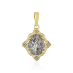 Pendentif en argent et Quartz rutile noir