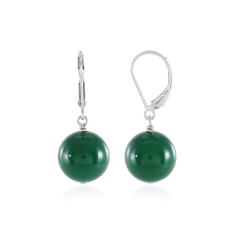 Green Onyx Silver Earrings