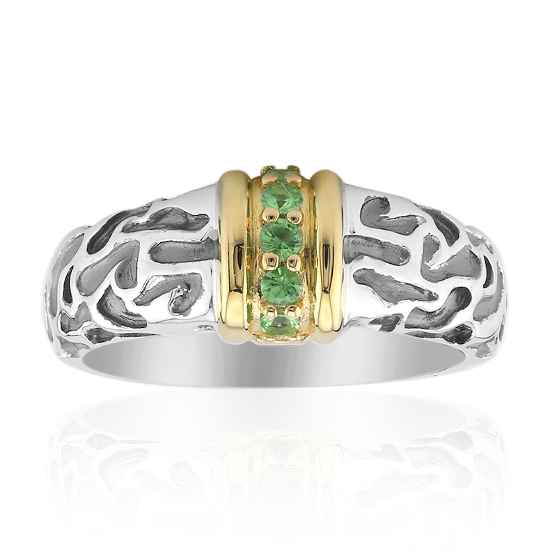 Kenyan Tsavorite & Tanzanian Zircon 925 Silver Ring