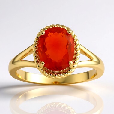 Anillo en oro con Ópalo de fuego AAA de México