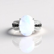 Anillo en plata con Piedra de Luna arcoíris