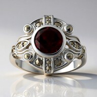 Zilveren ring met een Mozambique granaat (Annette classic)