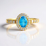 Zilveren ring met een neon blauwe apatiet