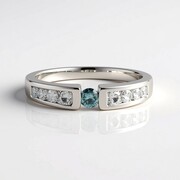 Bague en argent et Diamant bleu ciel I2 (de Melo)