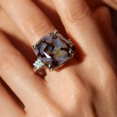 Bague en argent et Quartz Dinosaure