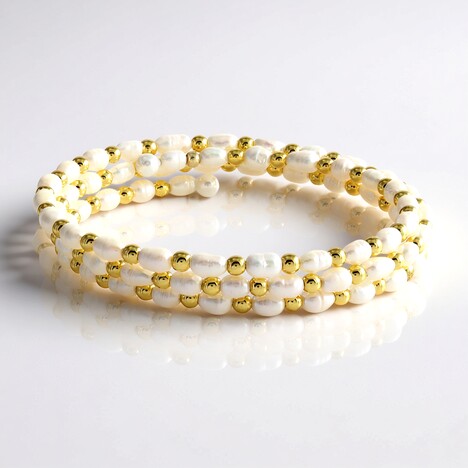 Bracciale in acciaio con Ematite Dorata (Riya)