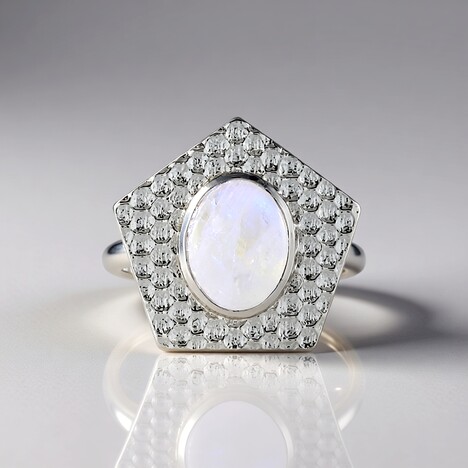 Anello in argento con Pietra di Luna Arcobaleno (MONOSONO COLLECTION)