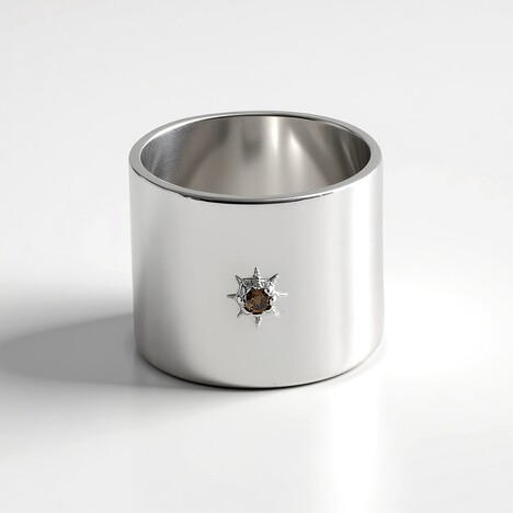Anello in ottone con Diamante Cioccolato I3  (Juwelo Style)