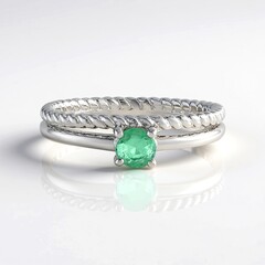 Anello in argento con Smeraldo Russo (Adela Silber)