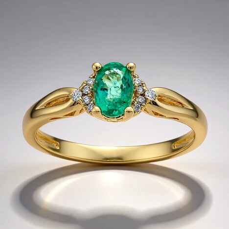 Anello in oro con Smeraldo Zambia AAA