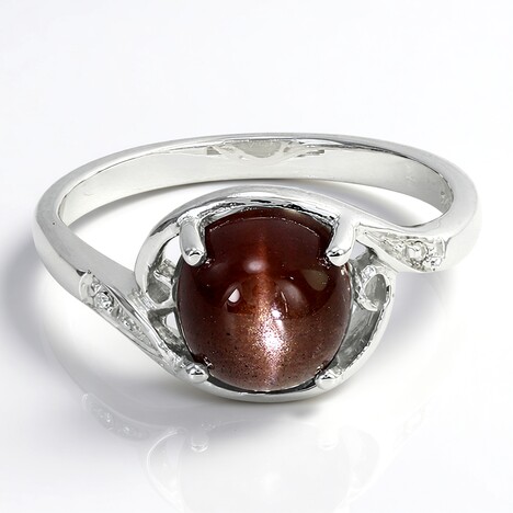 Bague en argent et Scapolite œil-de-chat
