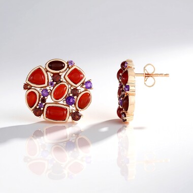 Boucles d'oreilles en argent et Cornaline (KM by Juwelo)