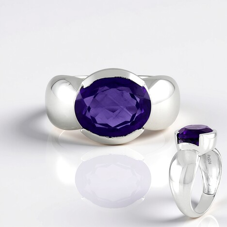 Bague en argent et Améthyste de Zambie