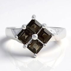 Anello in argento con Quarzo Fumè