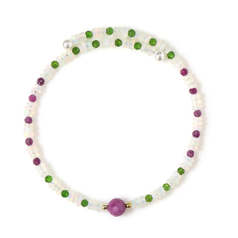 Stalen armband met een Mozambique robijn (Riya)