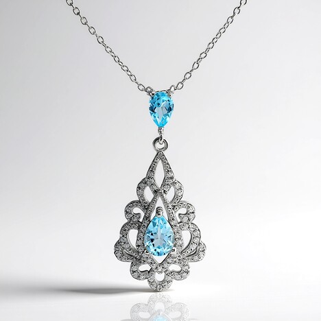 Collana in argento con Topazio Blu Cielo