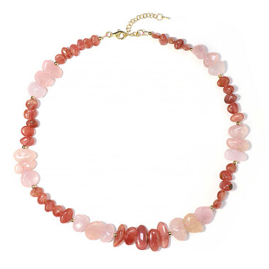 Zilveren halsketting met rhodochrosietstenen