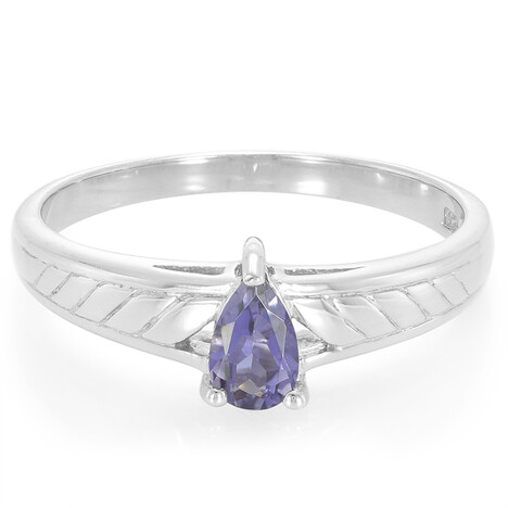Anillo en plata con Iolita de Ceilán