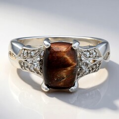 Anello in argento con Occhio di Tigre Rosso