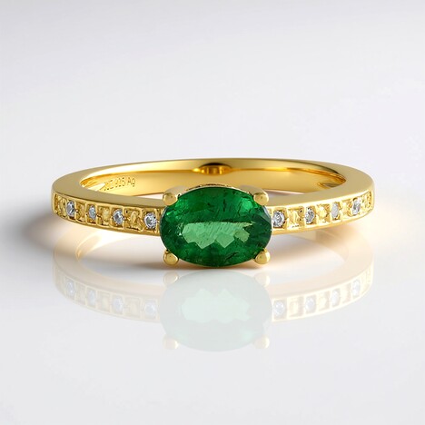 Anello in argento con Apatite Verde