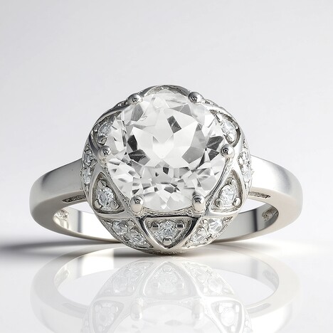 Anello in argento con Topazio Bianco