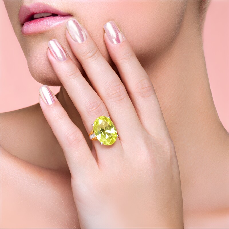 Ouro Verde-Quarz-Silberring (Gems en Vogue)