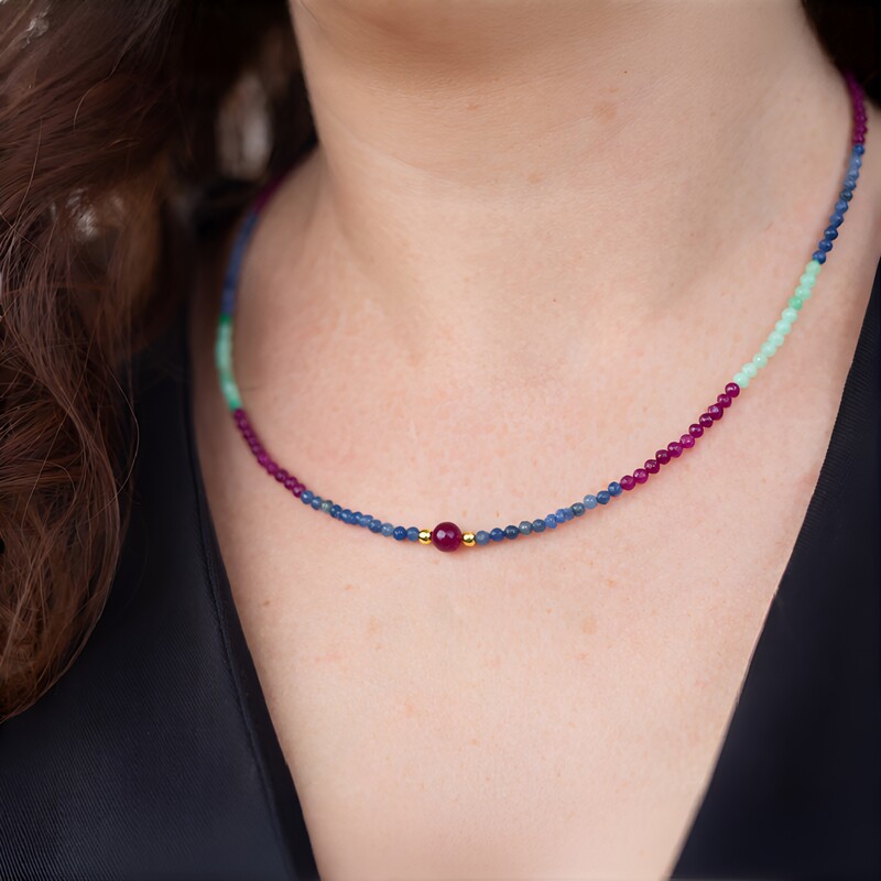Mozambique Ruby Silver Necklace (Riya)