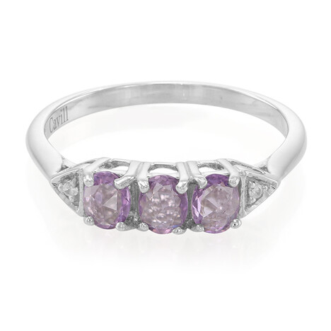 Nicht erhitzter Purpurfarbener Ceylon-Saphir-Silberring