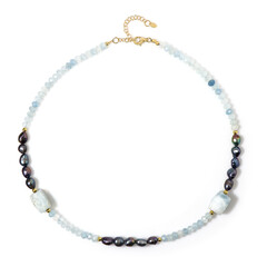 Zilveren halsketting met Braziliaanse Aquamarijnen