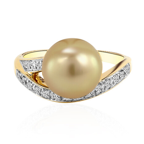 Anello in oro con Perla Dorata dei Mari del Sud (TPC)