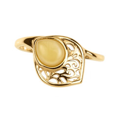 Anillo en plata con Ámbar báltico Milky