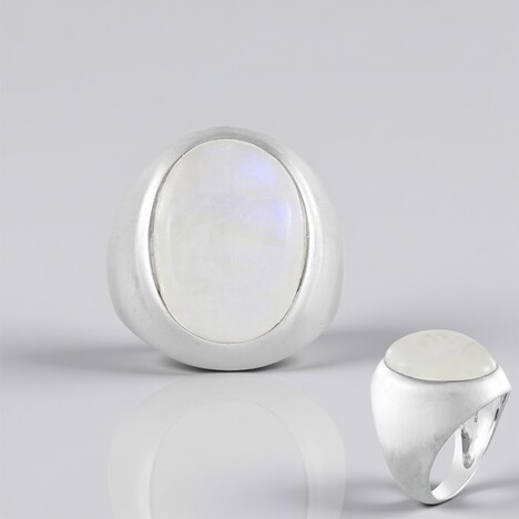 Anello in argento con Pietra di Luna Arcobaleno (MONOSONO COLLECTION)