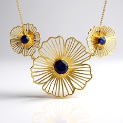 Collana in argento con Zaffiro Blu del Madagascar